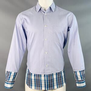 COMME des GARCONS SHIRT Size S Blue Brown Stripe Plaid Long Sleeve Shirt